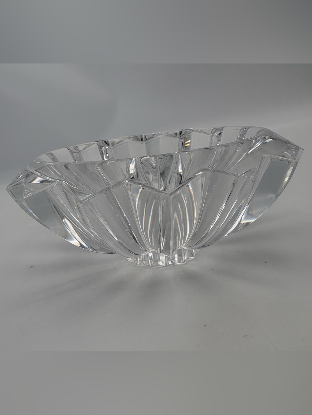 Rare Vintage Signed Orrefors Sweden Clear Cut Crystal Heavy Decorative Bowl